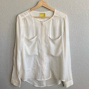 NWOT Maeve Ivory Long Sleeve Button Down Top Sz 8